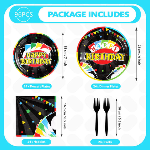 96 Pcs Card Game Birthday Party Plates and Napkins - Grencian