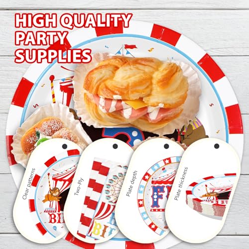 96 Pcs Carnival 5th Birthday Party Plates and Napkins - Grencian