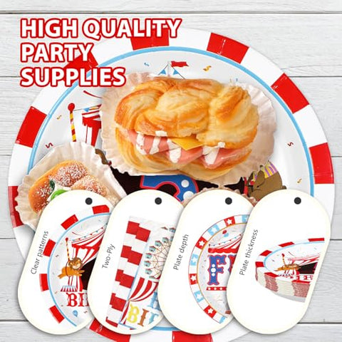 96 Pcs Carnival 5th Birthday Party Plates and Napkins - Grencian