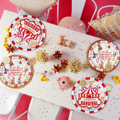 96 Pcs Carnival Party Plates and Napkins - Grencian