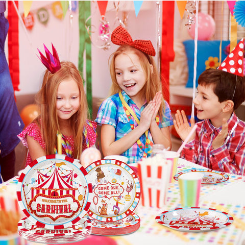 96 Pcs Carnival Party Plates and Napkins - Grencian