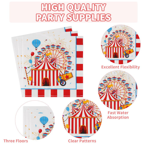 96 Pcs Carnival Party Plates and Napkins - Grencian