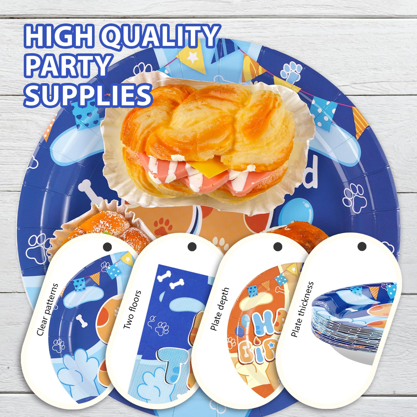 96 Pcs Cartoon 2nd Birthday Party Plates and Napkins - Grencian