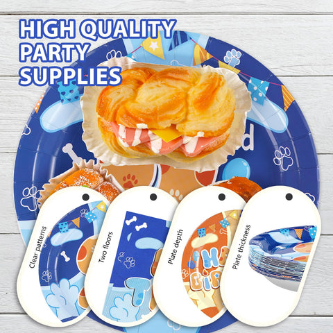 96 Pcs Cartoon 2nd Birthday Party Plates and Napkins - Grencian
