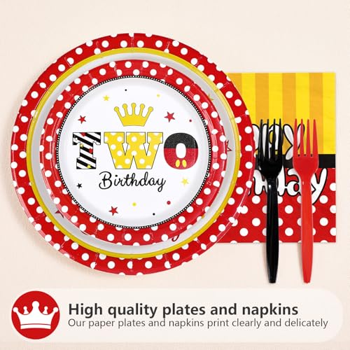 96 Pcs Cartoon Mouse 2nd Birthday Party Plates and Napkins - Grencian