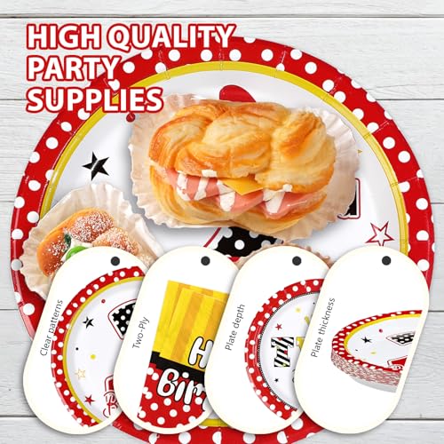 96 Pcs Cartoon Mouse 2nd Birthday Party Plates and Napkins - Grencian