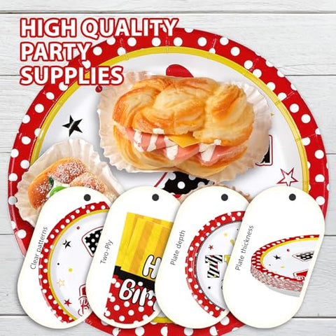 96 Pcs Cartoon Mouse 2nd Birthday Party Plates and Napkins - Grencian