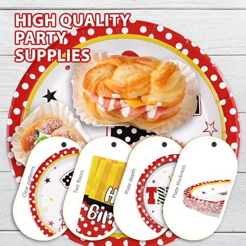 96 Pcs Cartoon Mouse 3rd Birthday Party Plates and Napkins - Grencian