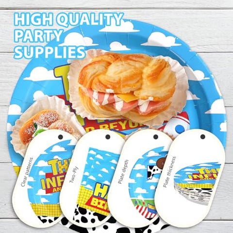 96 Pcs Cartoon Toy 3rd Birthday Party Plates and Napkins - Grencian