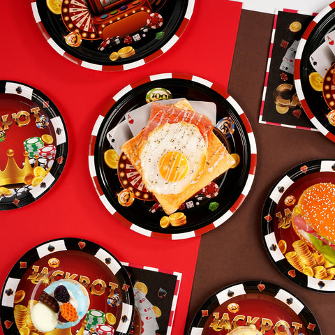 96 Pcs Casino Party Plates and Napkins - Grencian