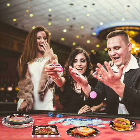 96 Pcs Casino Party Plates and Napkins - Grencian