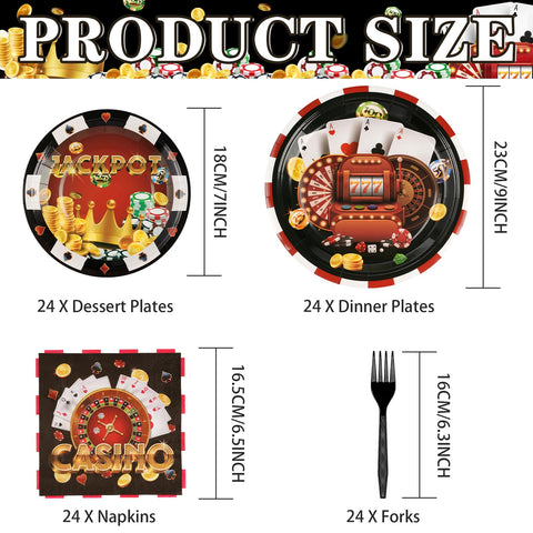 96 Pcs Casino Party Plates and Napkins - Grencian