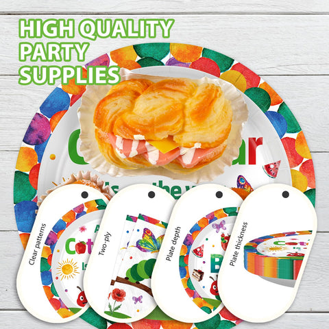 96 Pcs Caterpillar Baby Shower Party Plates and Napkins - Grencian