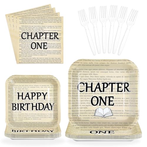 96 Pcs Chapter One Birthday Square Party Plates and Napkins - Grencian
