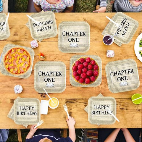 96 Pcs Chapter One Birthday Square Party Plates and Napkins - Grencian