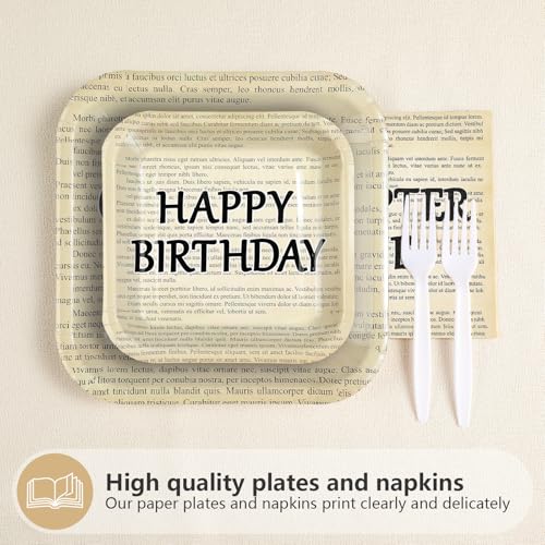 96 Pcs Chapter One Birthday Square Party Plates and Napkins - Grencian