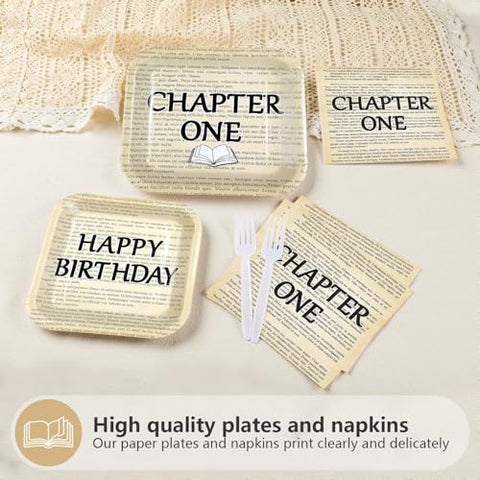 96 Pcs Chapter One Birthday Square Party Plates and Napkins - Grencian