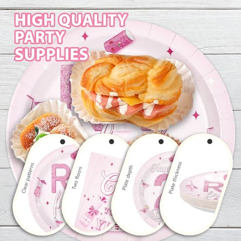 96 Pcs Cheers 21st Birthday Party Plates and Napkins - Grencian