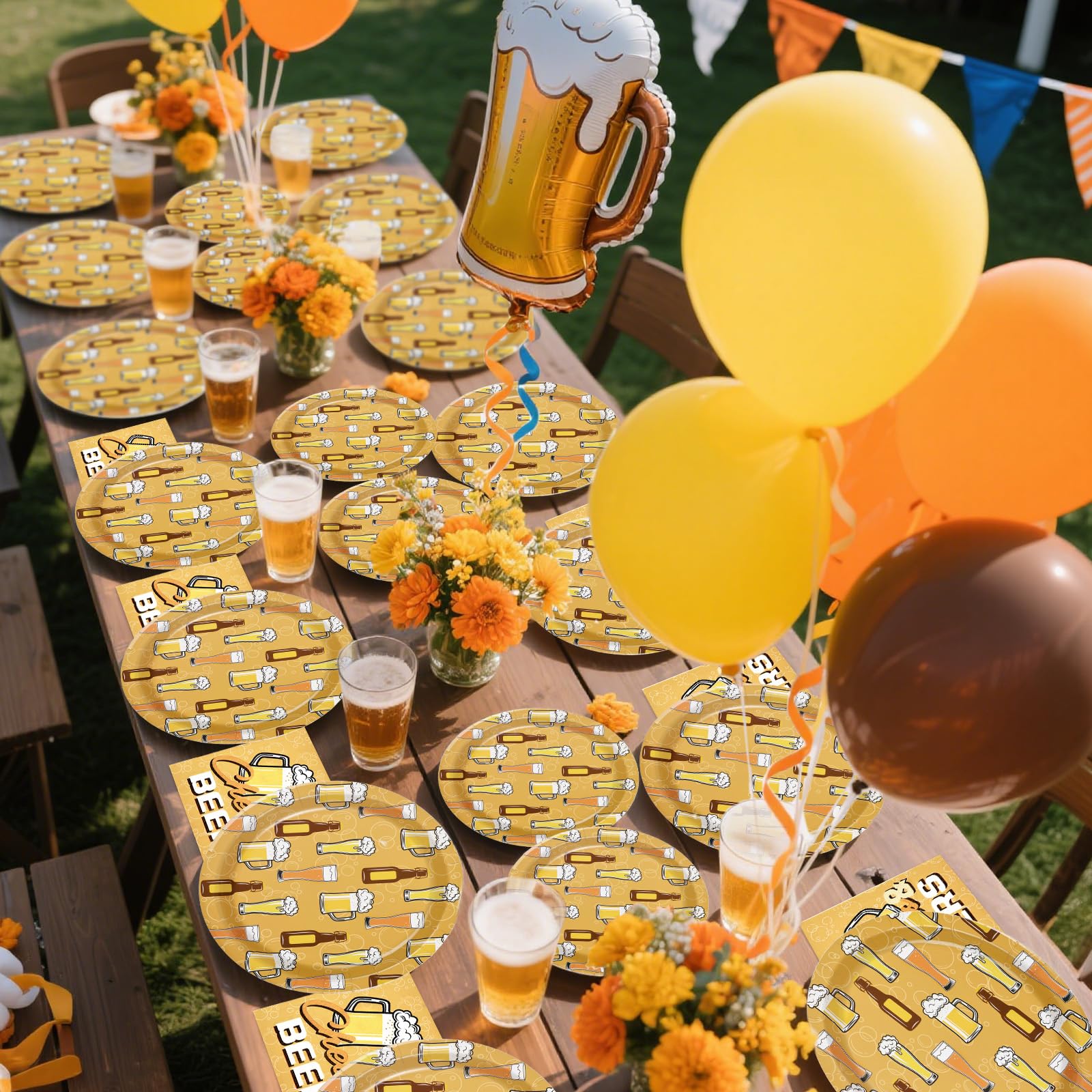 96 Pcs Cheers and Beer Party Plates and Napkins - Grencian