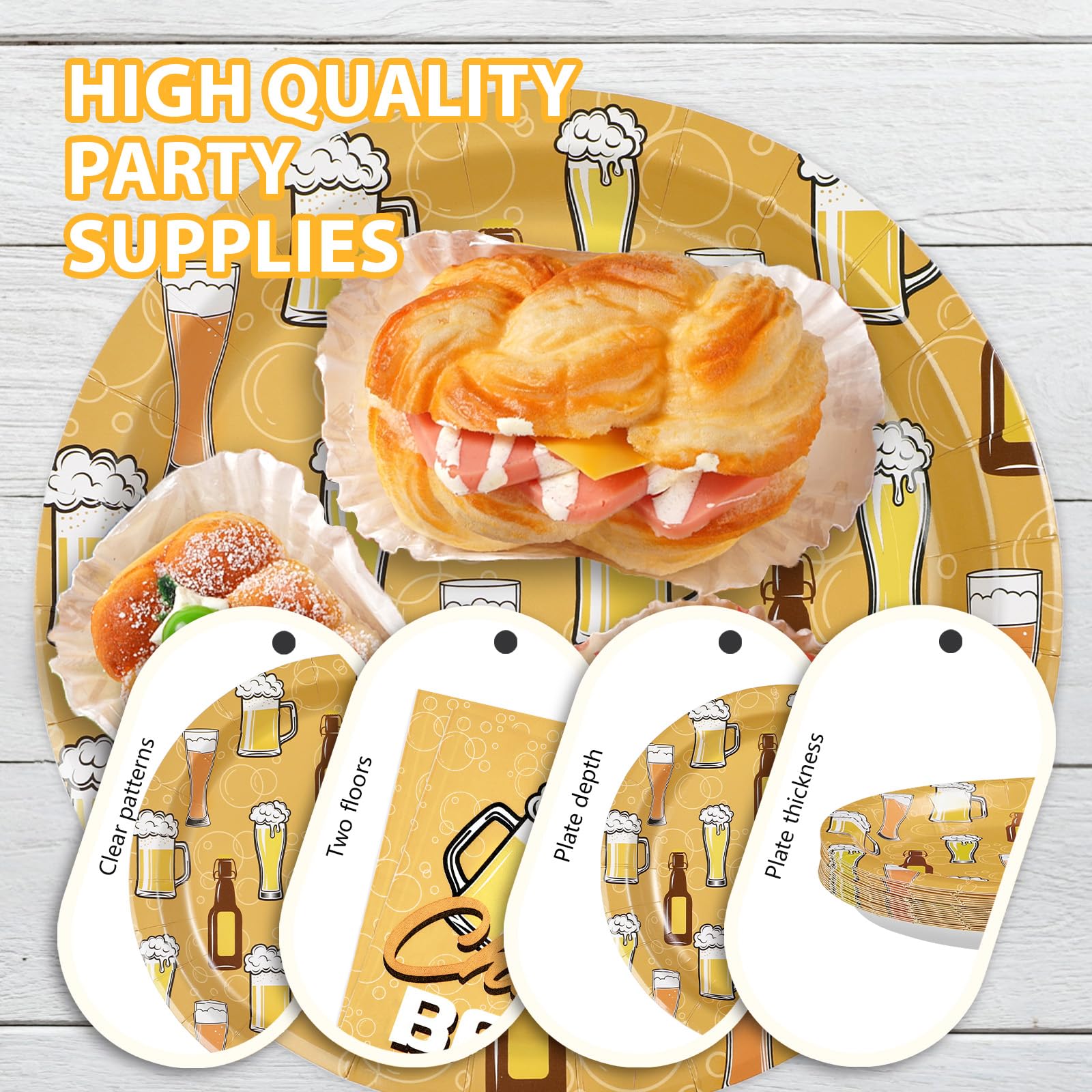 96 Pcs Cheers and Beer Party Plates and Napkins - Grencian