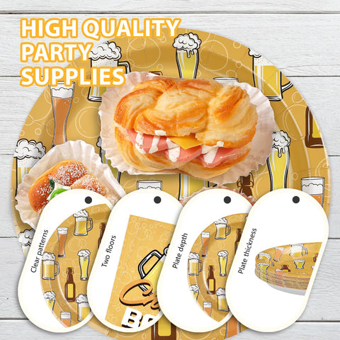 96 Pcs Cheers and Beer Party Plates and Napkins - Grencian