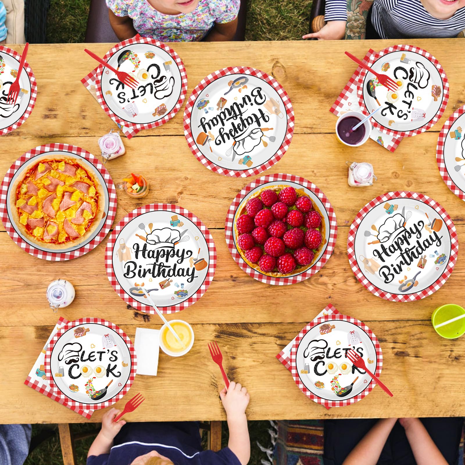 96 Pcs Chef Birthday Party Plates and Napkins - Grencian