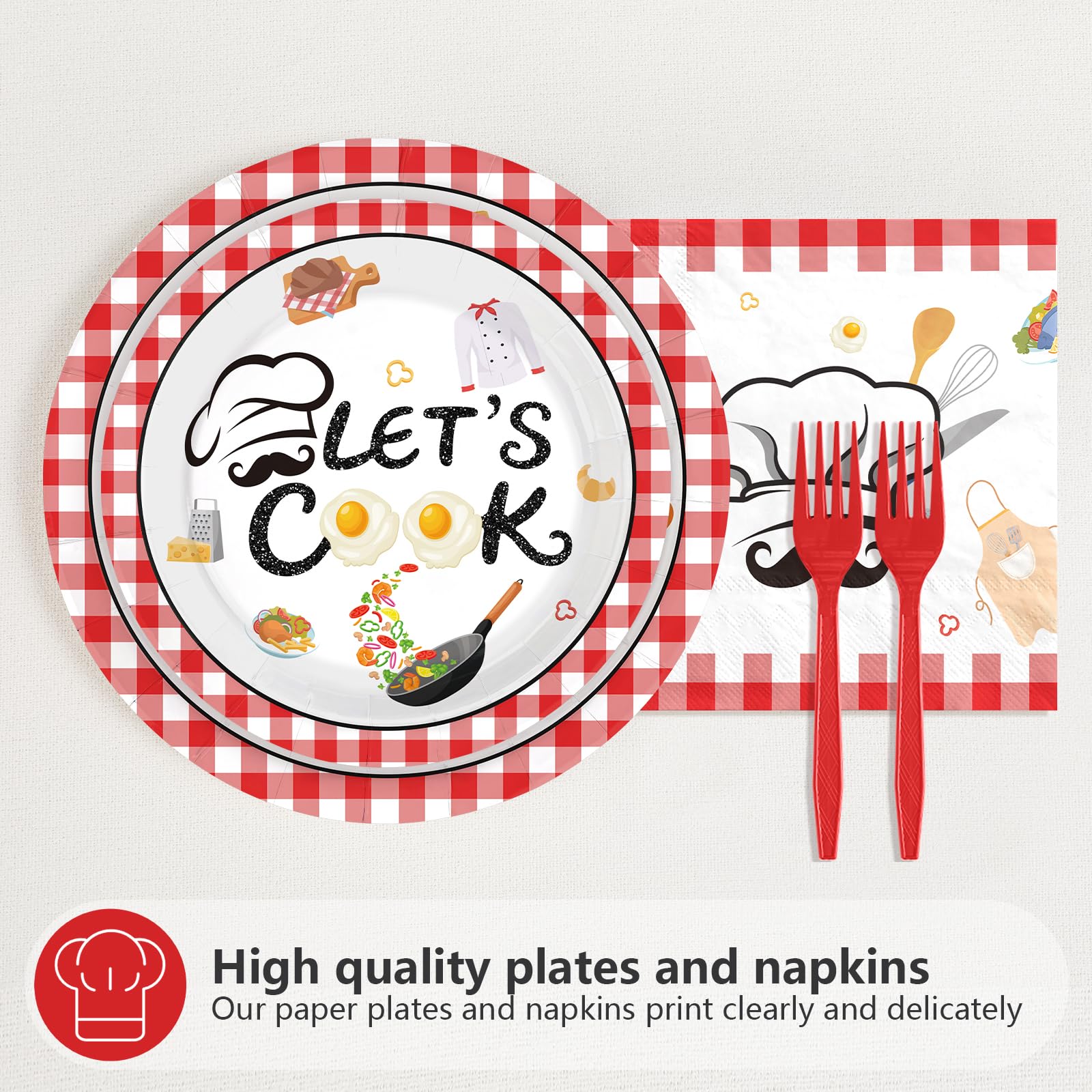 96 Pcs Chef Birthday Party Plates and Napkins - Grencian