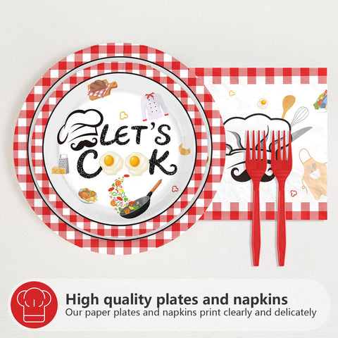 96 Pcs Chef Birthday Party Plates and Napkins - Grencian