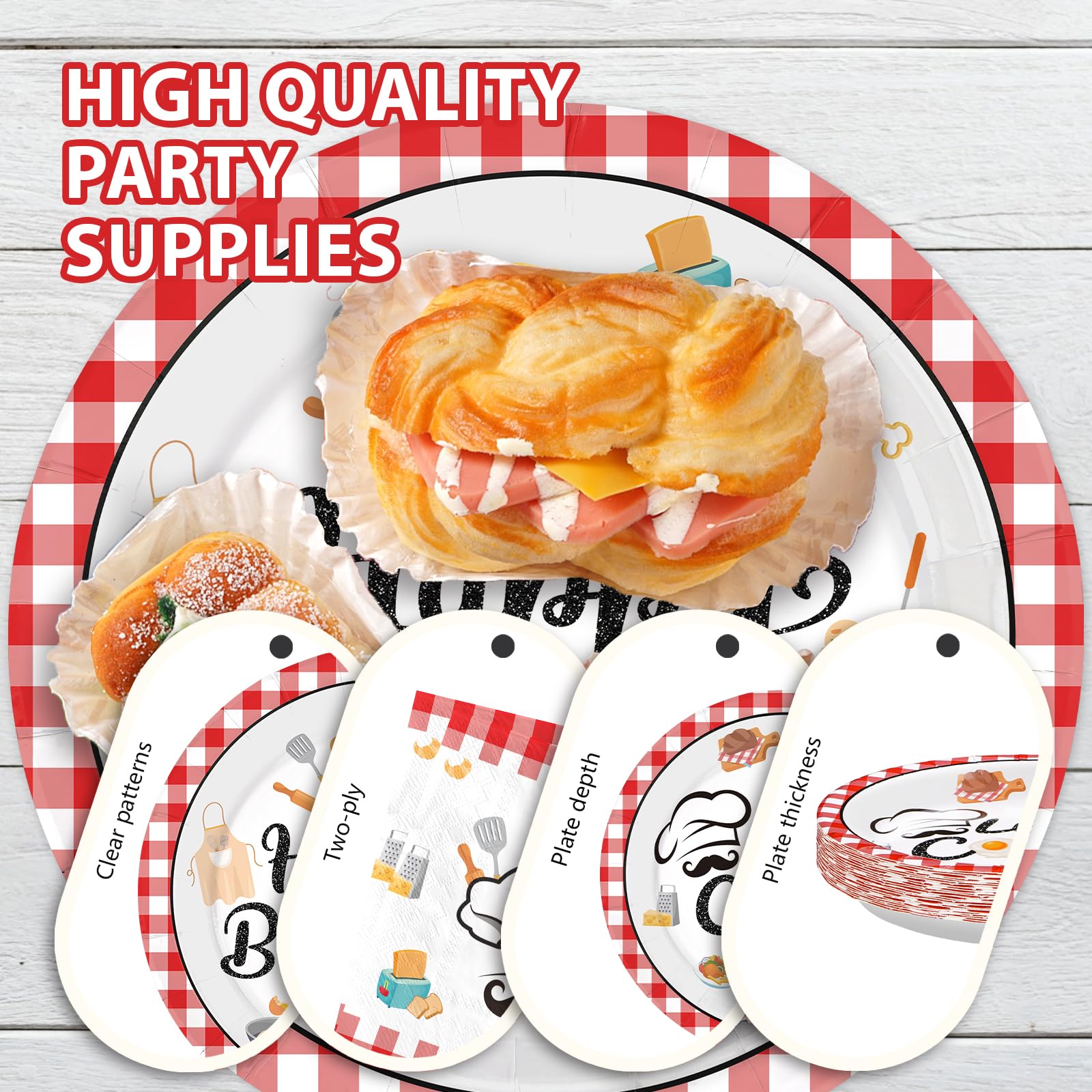96 Pcs Chef Birthday Party Plates and Napkins - Grencian