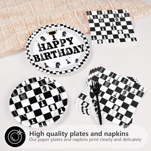 96 Pcs Chess Birthday Party Plates and Napkins - Grencian