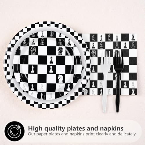 96 Pcs Chess Birthday Party Plates and Napkins - Grencian