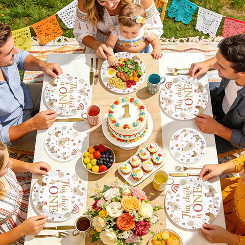 96 Pcs Chicken 1st Birthday Party Plates and Napkins - Grencian