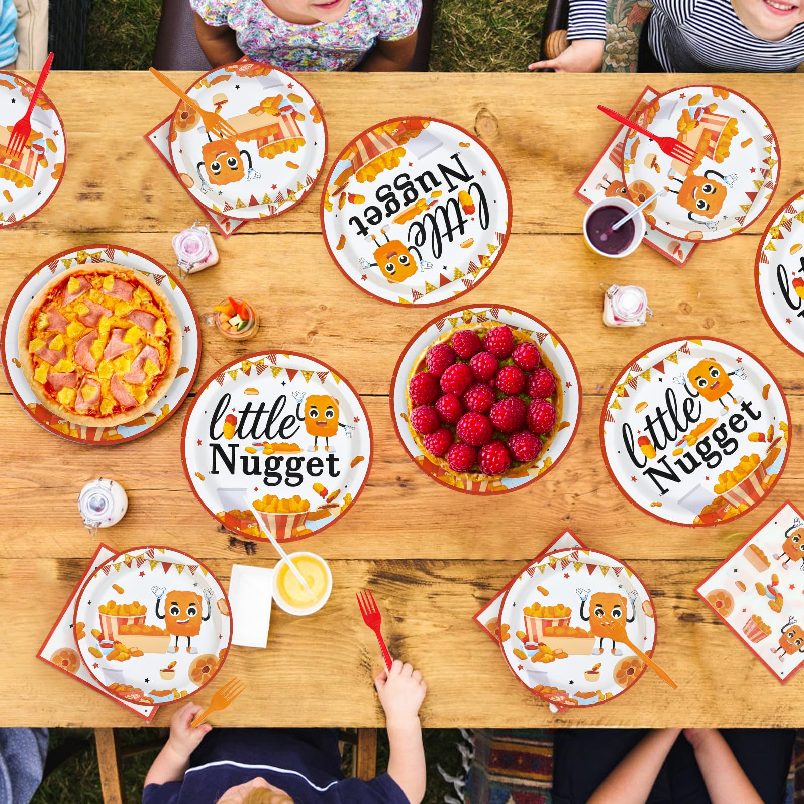 96 Pcs Chicken Nugget Themed Party Plates and Napkins - Grencian