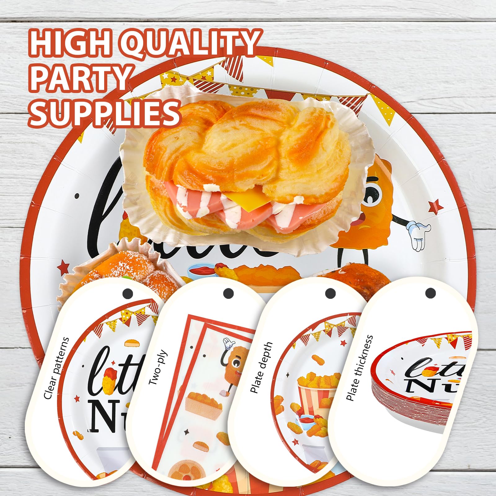 96 Pcs Chicken Nugget Themed Party Plates and Napkins - Grencian