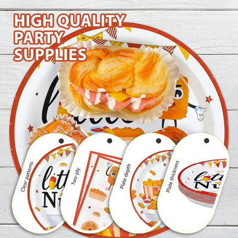 96 Pcs Chicken Nugget Themed Party Plates and Napkins - Grencian