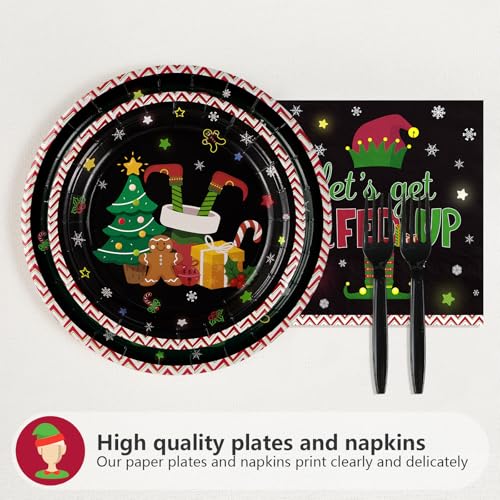 96 Pcs Christmas Elf Party Plates and Napkins - Grencian
