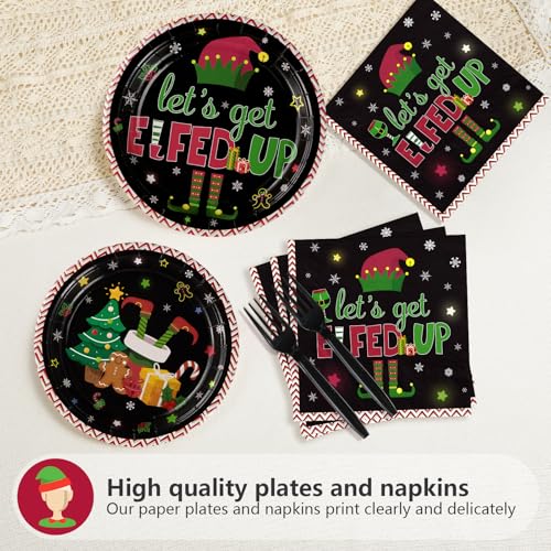 96 Pcs Christmas Elf Party Plates and Napkins - Grencian