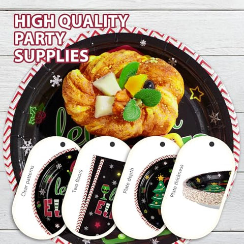 96 Pcs Christmas Elf Party Plates and Napkins - Grencian