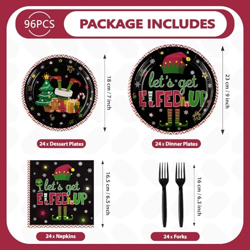 96 Pcs Christmas Elf Party Plates and Napkins - Grencian