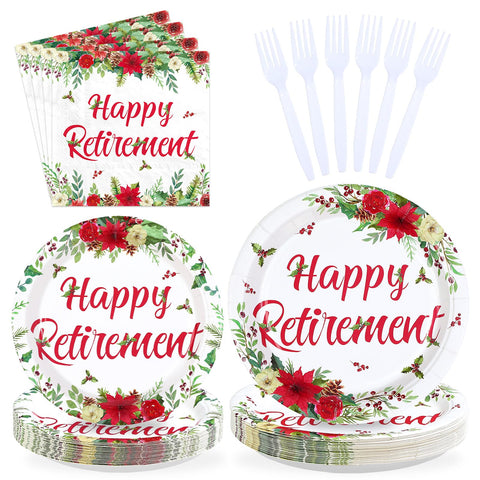 96 Pcs Christmas Retirement Party Plates and Napkins - Grencian