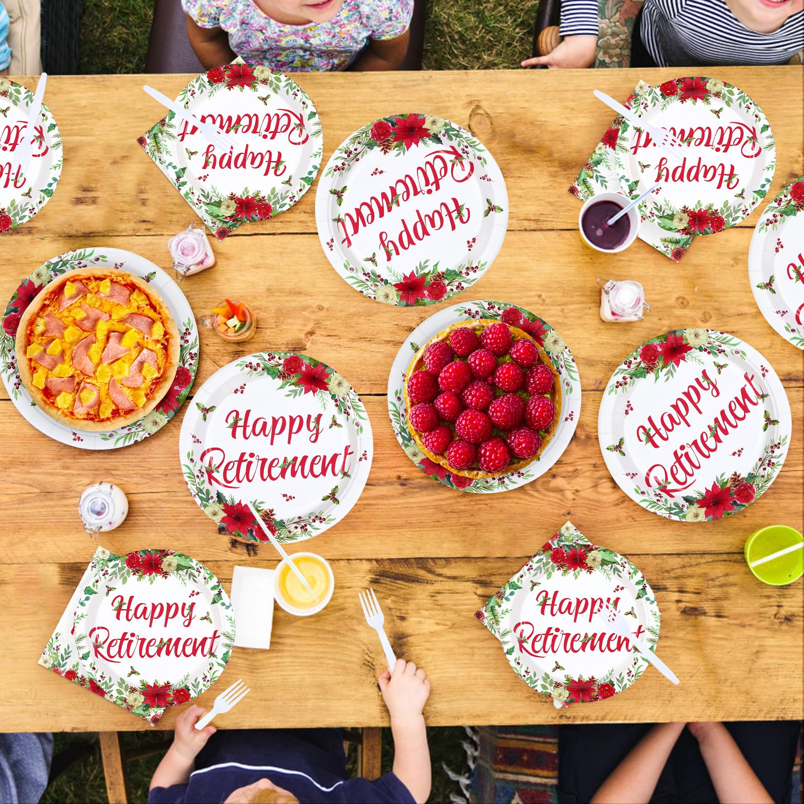 96 Pcs Christmas Retirement Party Plates and Napkins - Grencian