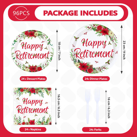 96 Pcs Christmas Retirement Party Plates and Napkins - Grencian