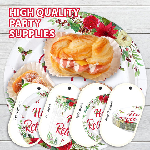 96 Pcs Christmas Retirement Party Plates and Napkins - Grencian