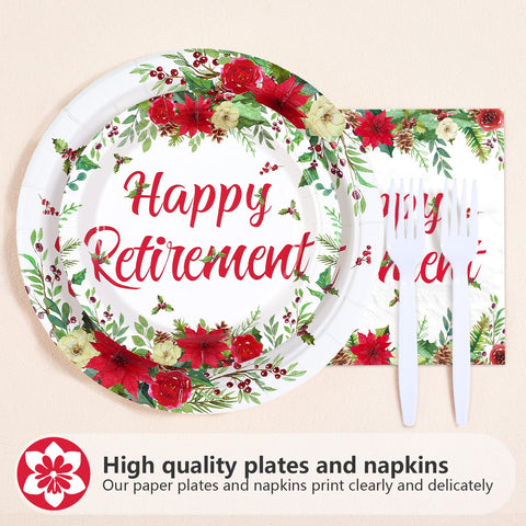 96 Pcs Christmas Retirement Party Plates and Napkins - Grencian