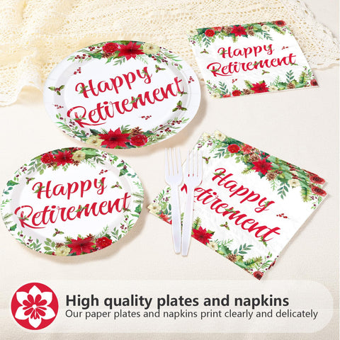 96 Pcs Christmas Retirement Party Plates and Napkins - Grencian