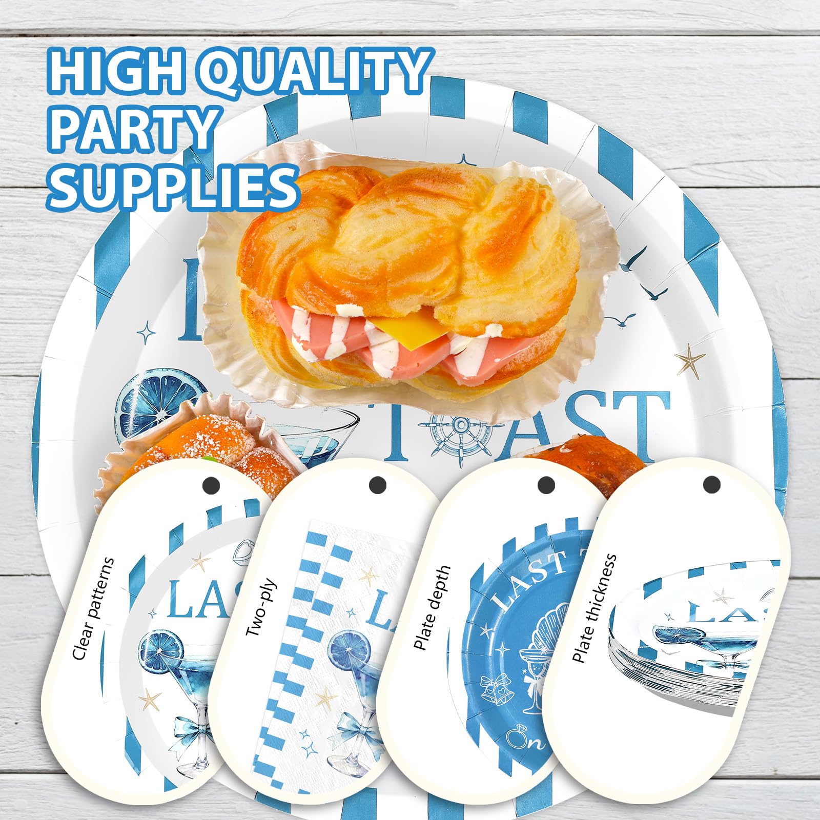 96 Pcs Coastal Engagement Party Plates and Napkins - Grencian