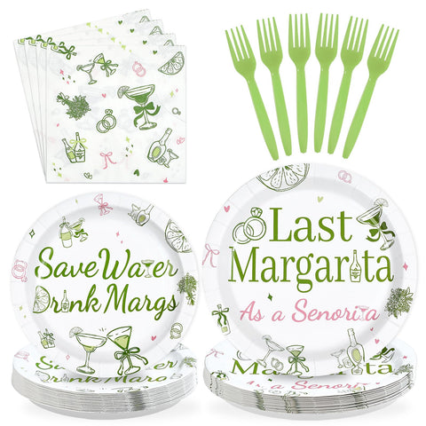 96 Pcs Cocktail Bachelorette Party Plates and Napkins - Grencian