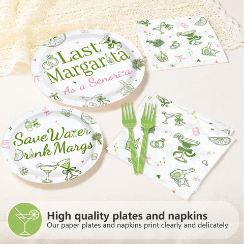 96 Pcs Cocktail Bachelorette Party Plates and Napkins - Grencian