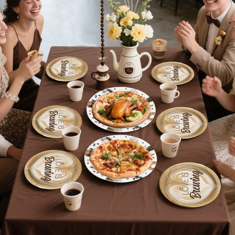 96 Pcs Coffee Bridal Shower Party Plates and Napkins - Grencian