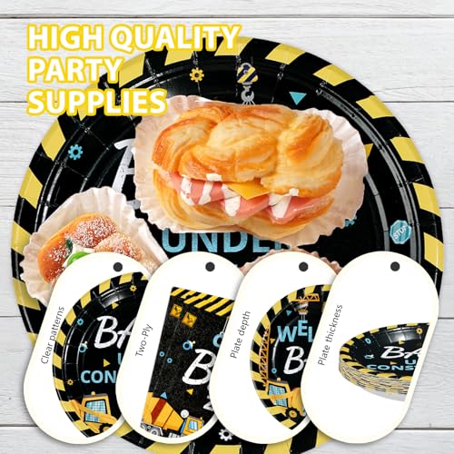 96 Pcs Construction Baby Shower Party Plates and Napkins - Grencian